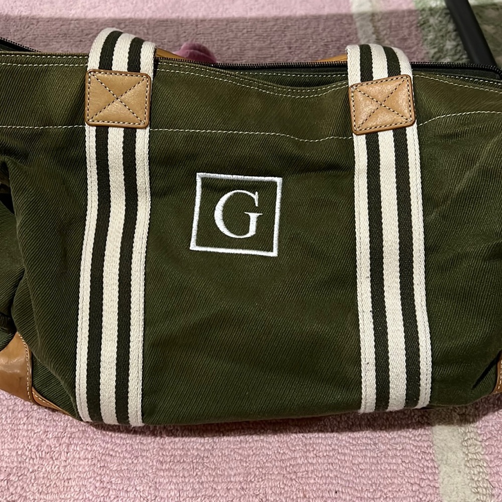 Pottery Barn diaper bag. “G” initial